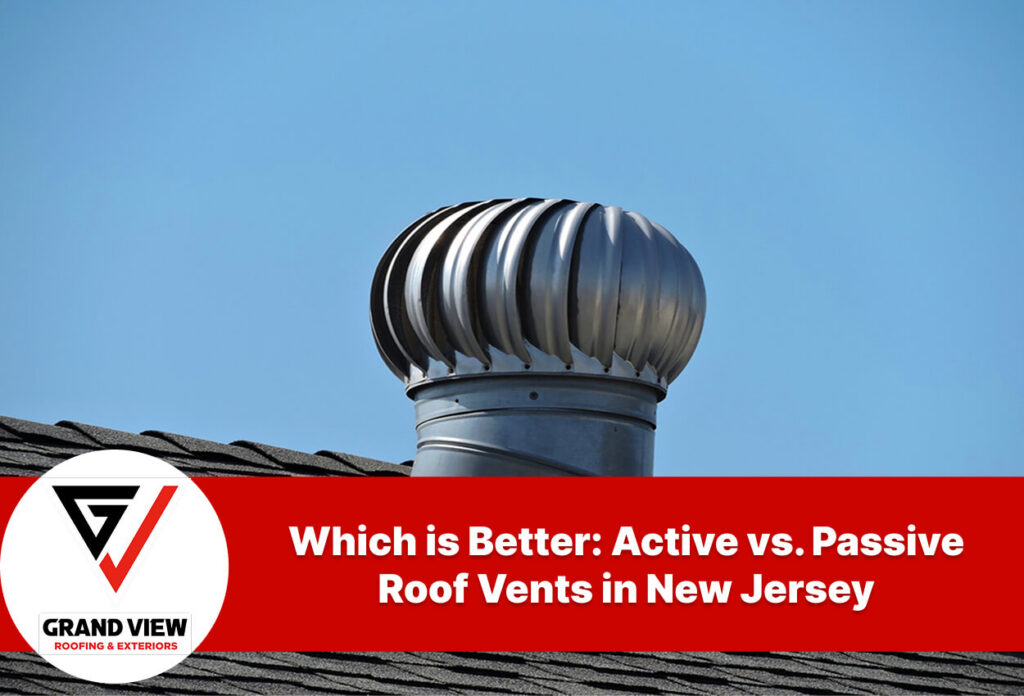 Close-up of a roof vent under clear blue sky in New Jersey.