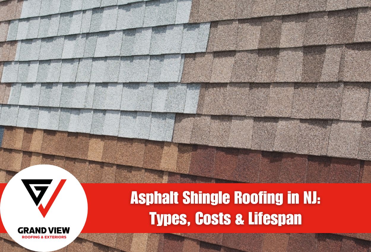 Assorted asphalt shingle roofing showcasing different colors in New Jersey.