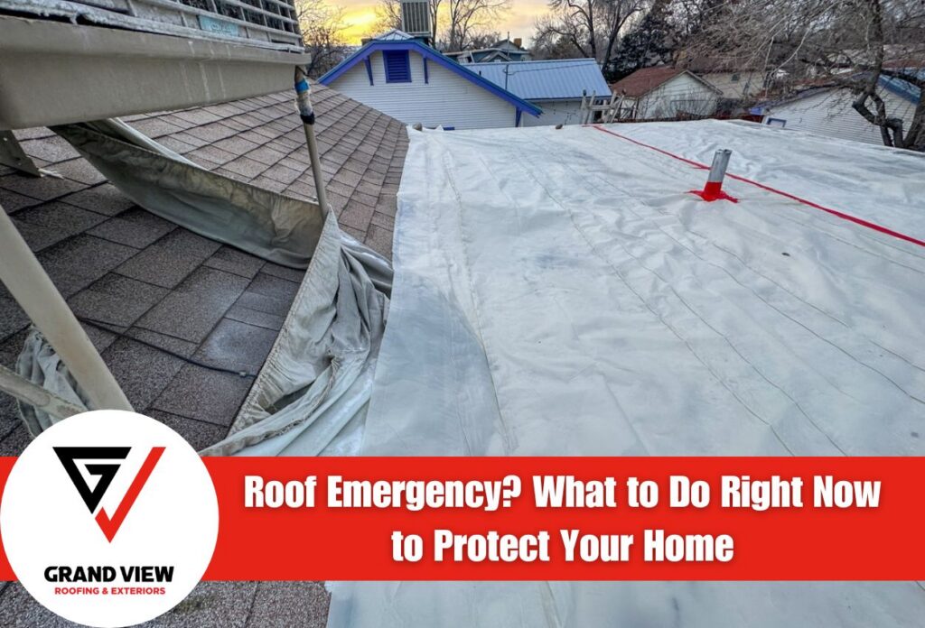 Emergency roof tarp installation to prevent damage, protect home roof.