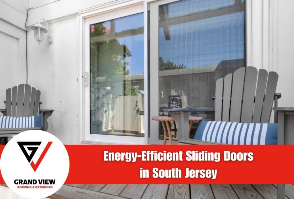 Energy-efficient sliding doors on a patio with Adirondack chairs.